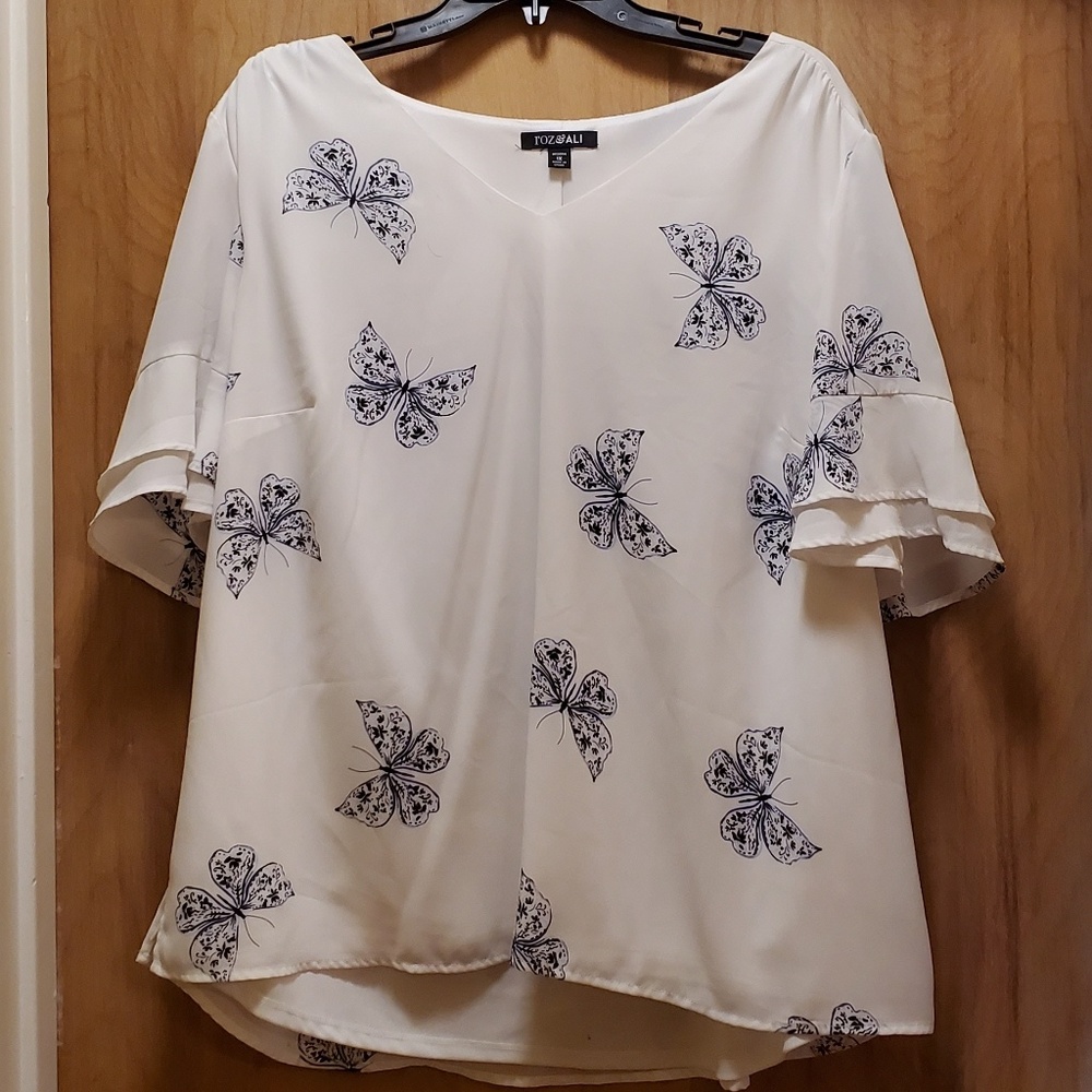 White butterfly blouse